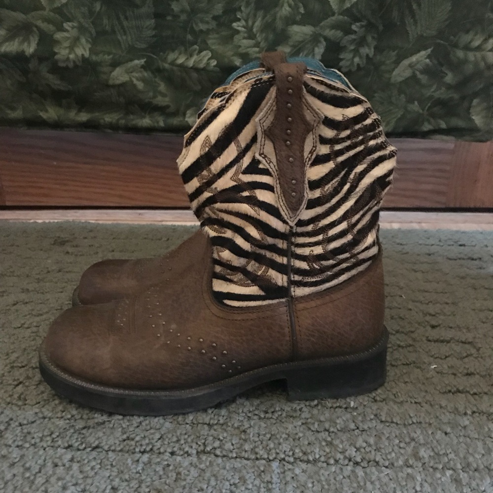 Ariat Leather and Faux Zebra Boots